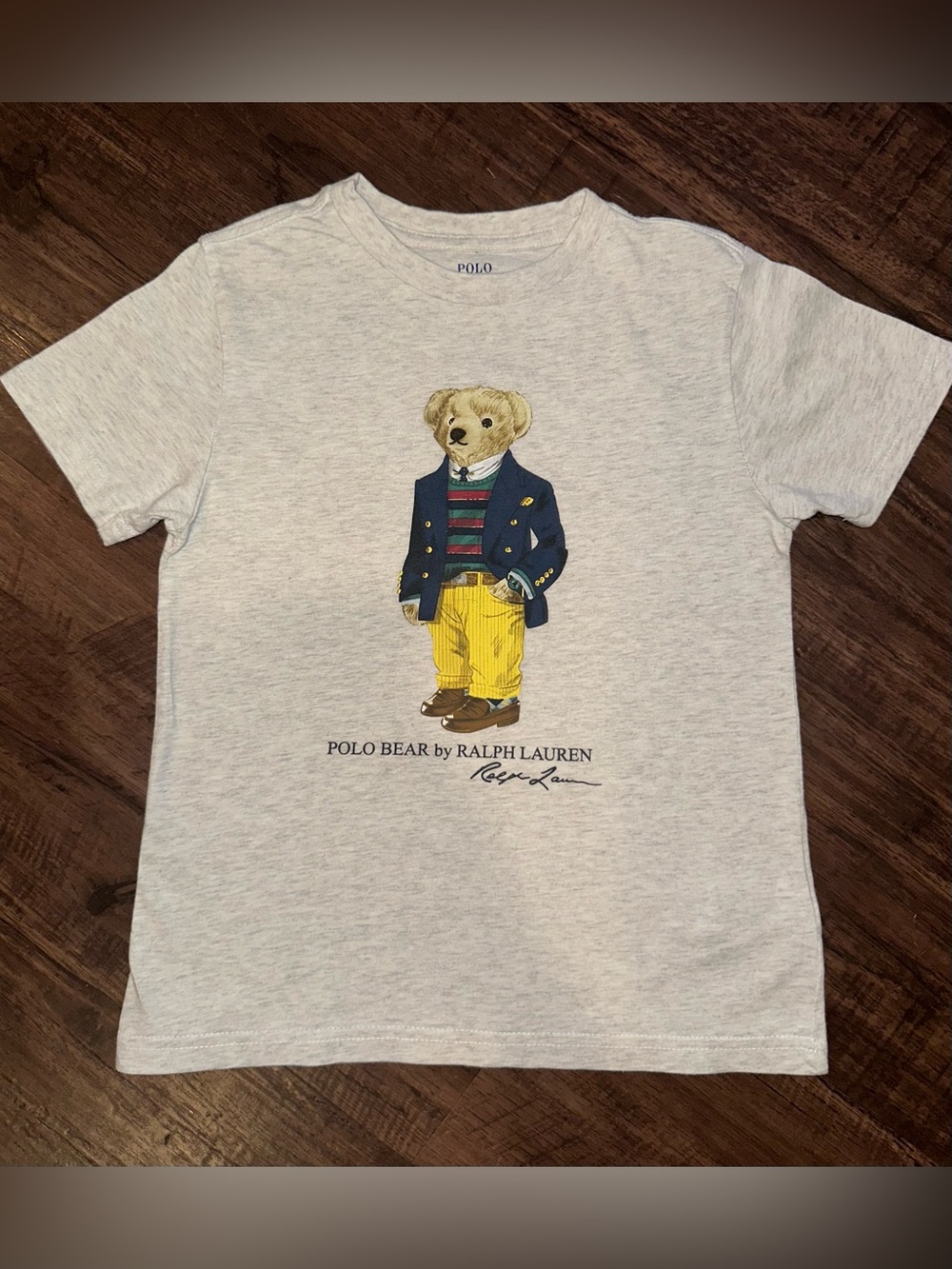 Ralph Lauren Boys T-Shirt Top Bear Logo Kid Size 7 MINT CONDITION